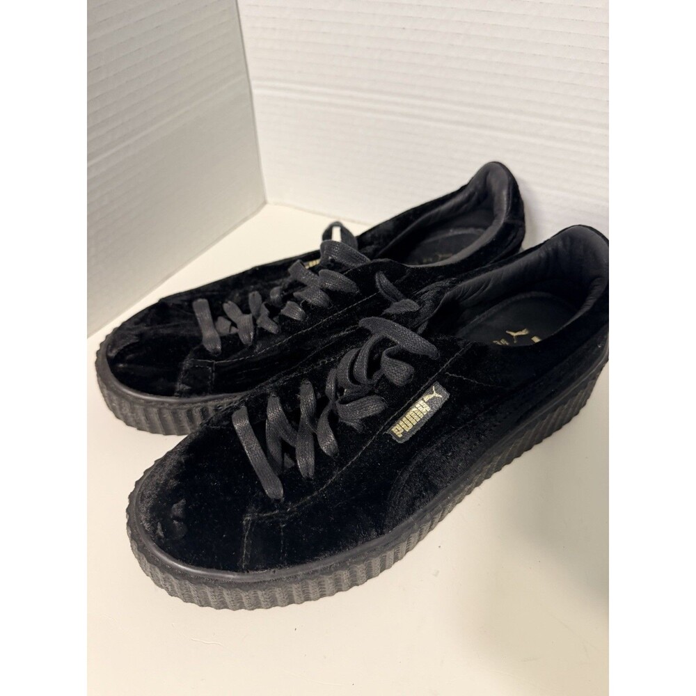 PUMA Fenty Creeper Black Velvet Size 6.5 Platform Sneakers Shoes Chunky Goth